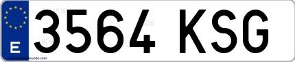 Ejemplo de matrícula española 3564 KSG