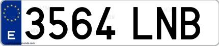 Ejemplo de matrícula española 3564 LNB