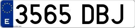 Ejemplo de matrícula española 3565 DBJ