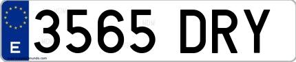 Ejemplo de matrícula española 3565 DRY