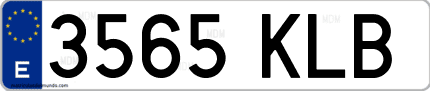 Ejemplo de matrícula de coche ordinaria 3565 KLB