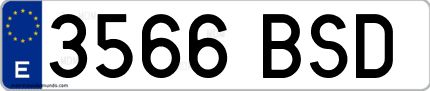 Ejemplo de matrícula de coche ordinaria 3566 BSD