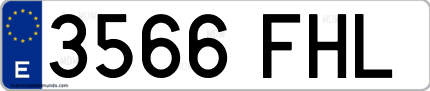 Ejemplo de matrícula de coche ordinaria 3566 FHL