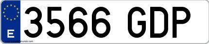 Ejemplo de matrícula española 3566 GDP