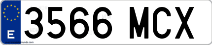 Ejemplo de matrícula de coche ordinaria 3566 MCX