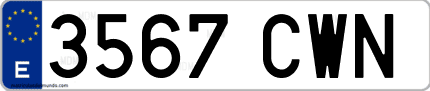 Ejemplo de matrícula de coche ordinaria 3567 CWN