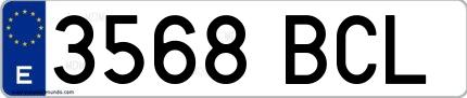 Ejemplo de matrícula española 3568 BCL