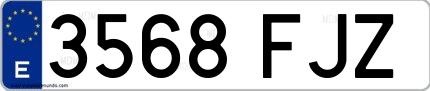 Ejemplo de matrícula española 3568 FJZ