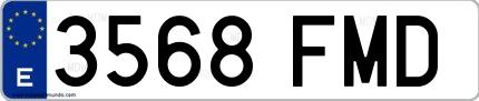 Ejemplo de matrícula española 3568 FMD