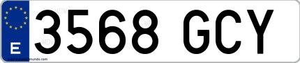 Ejemplo de matrícula española 3568 GCY