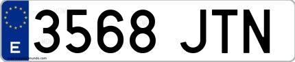 Ejemplo de matrícula española 3568 JTN