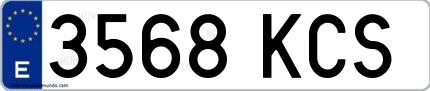 Ejemplo de matrícula española 3568 KCS