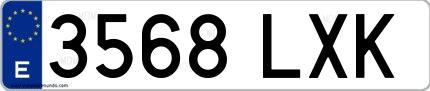 Ejemplo de matrícula española 3568 LXK