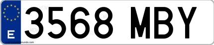 Ejemplo de matrícula española 3568 MBY