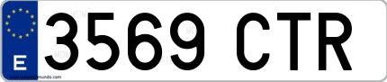 Ejemplo de matrícula de coche ordinaria 3569 CTR