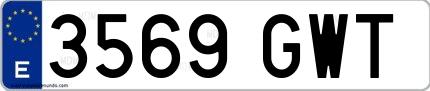 Ejemplo de matrícula española 3569 GWT