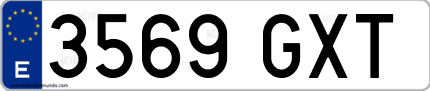 Ejemplo de matrícula de coche ordinaria 3569 GXT