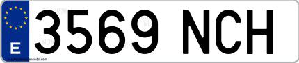 Ejemplo de matrícula española 3569 NCH