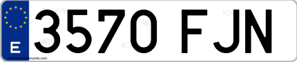 Ejemplo de matrícula de coche ordinaria 3570 FJN