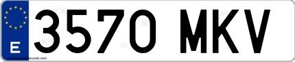 Ejemplo de matrícula española 3570 MKV
