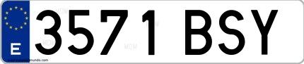 Ejemplo de matrícula española 3571 BSY