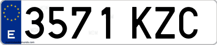 Ejemplo de matrícula de coche ordinaria 3571 KZC