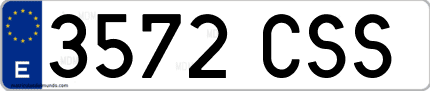 Ejemplo de matrícula de coche ordinaria 3572 CSS