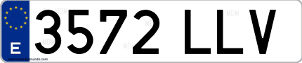 Ejemplo de matrícula de coche ordinaria 3572 LLV