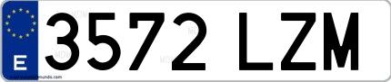 Ejemplo de matrícula española 3572 LZM