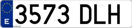 Ejemplo de matrícula de coche ordinaria 3573 DLH