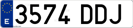 Ejemplo de matrícula de coche ordinaria 3574 DDJ