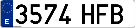 Ejemplo de matrícula de coche ordinaria 3574 HFB