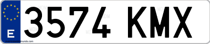 Ejemplo de matrícula de coche ordinaria 3574 KMX