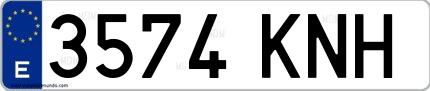 Ejemplo de matrícula española 3574 KNH
