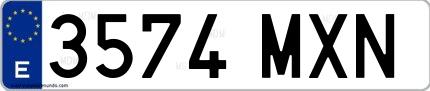 Ejemplo de matrícula española 3574 MXN