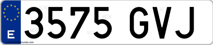 Ejemplo de matrícula de coche ordinaria 3575 GVJ