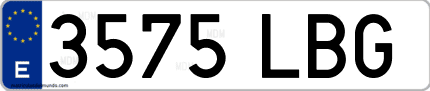 Ejemplo de matrícula de coche ordinaria 3575 LBG
