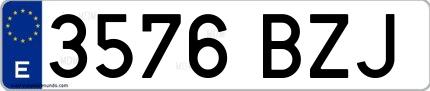 Ejemplo de matrícula española 3576 BZJ