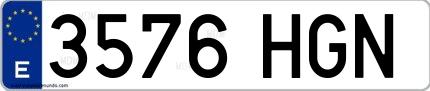 Ejemplo de matrícula española 3576 HGN