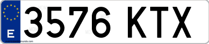 Ejemplo de matrícula de coche ordinaria 3576 KTX
