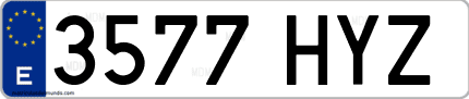 Ejemplo de matrícula de coche ordinaria 3577 HYZ