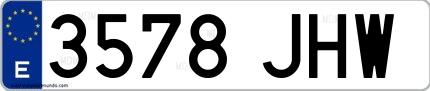 Ejemplo de matrícula española 3578 JHW