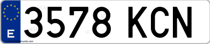 Ejemplo de matrícula de coche ordinaria 3578 KCN