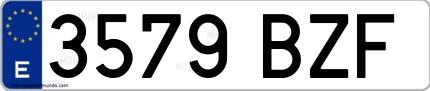 Ejemplo de matrícula española 3579 BZF