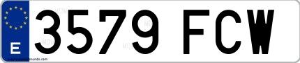 Ejemplo de matrícula española 3579 FCW