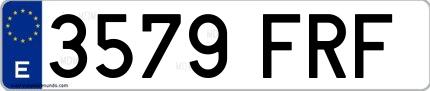 Ejemplo de matrícula española 3579 FRF