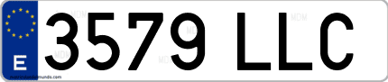 Ejemplo de matrícula de coche ordinaria 3579 LLC