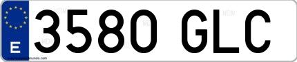 Ejemplo de matrícula española 3580 GLC