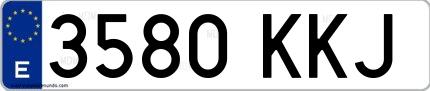 Ejemplo de matrícula española 3580 KKJ