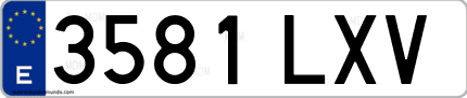 Ejemplo de matrícula de coche ordinaria 3581 LXV